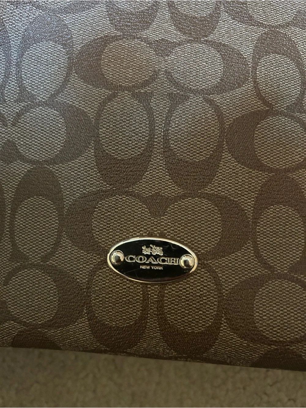 COACH CELESTE EAST-WEST HOBO SIGNATURE KHAKI PINK top handle bag